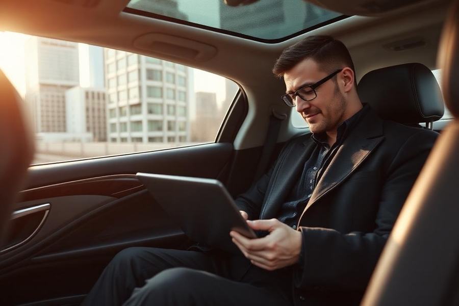 A chauffeur-driven vehicle for corporate travel